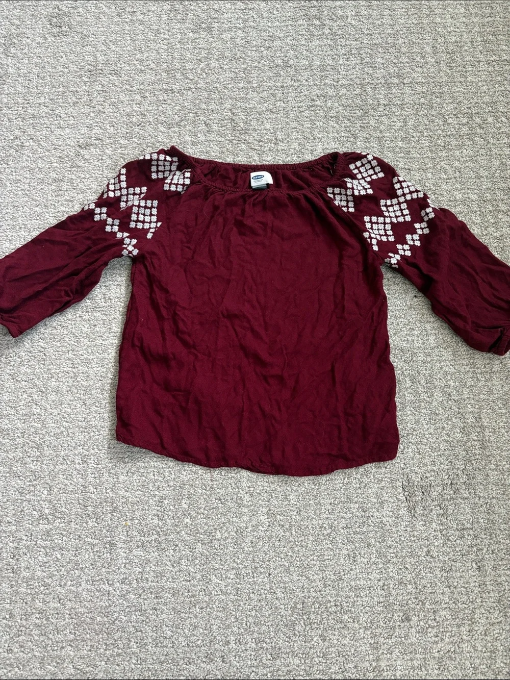Old Navy Girls Burgundy Maroon Set Embroidered Stiching Size Large